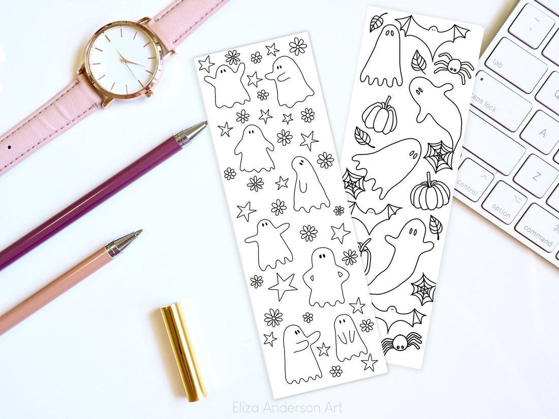 FREE Halloween coloring bookmarks - Eliza Anderson Art