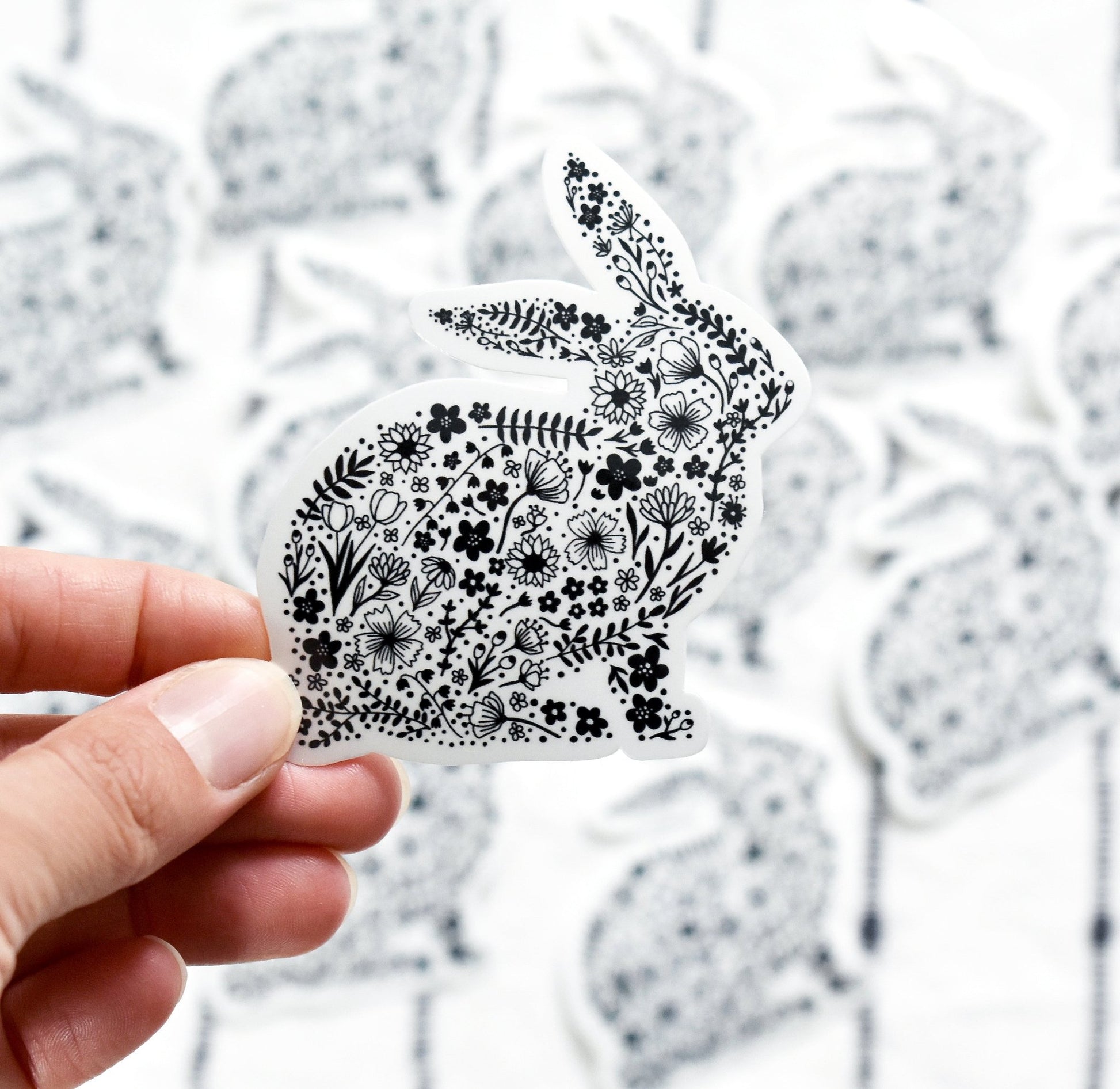 Black and white Bunny sticker - Eliza Anderson ArtEliza Anderson Art