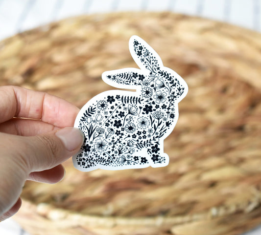 Black and white Bunny sticker - Eliza Anderson ArtEliza Anderson Art