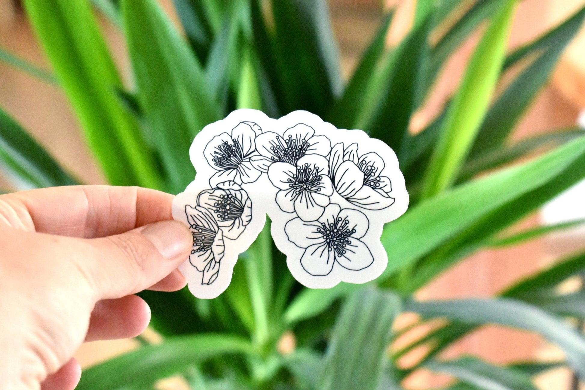 Black and white flowers sticker - Eliza Anderson ArtEliza Anderson Art