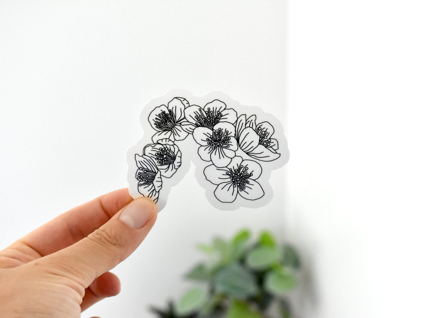 Black and white flowers sticker - Eliza Anderson ArtEliza Anderson Art