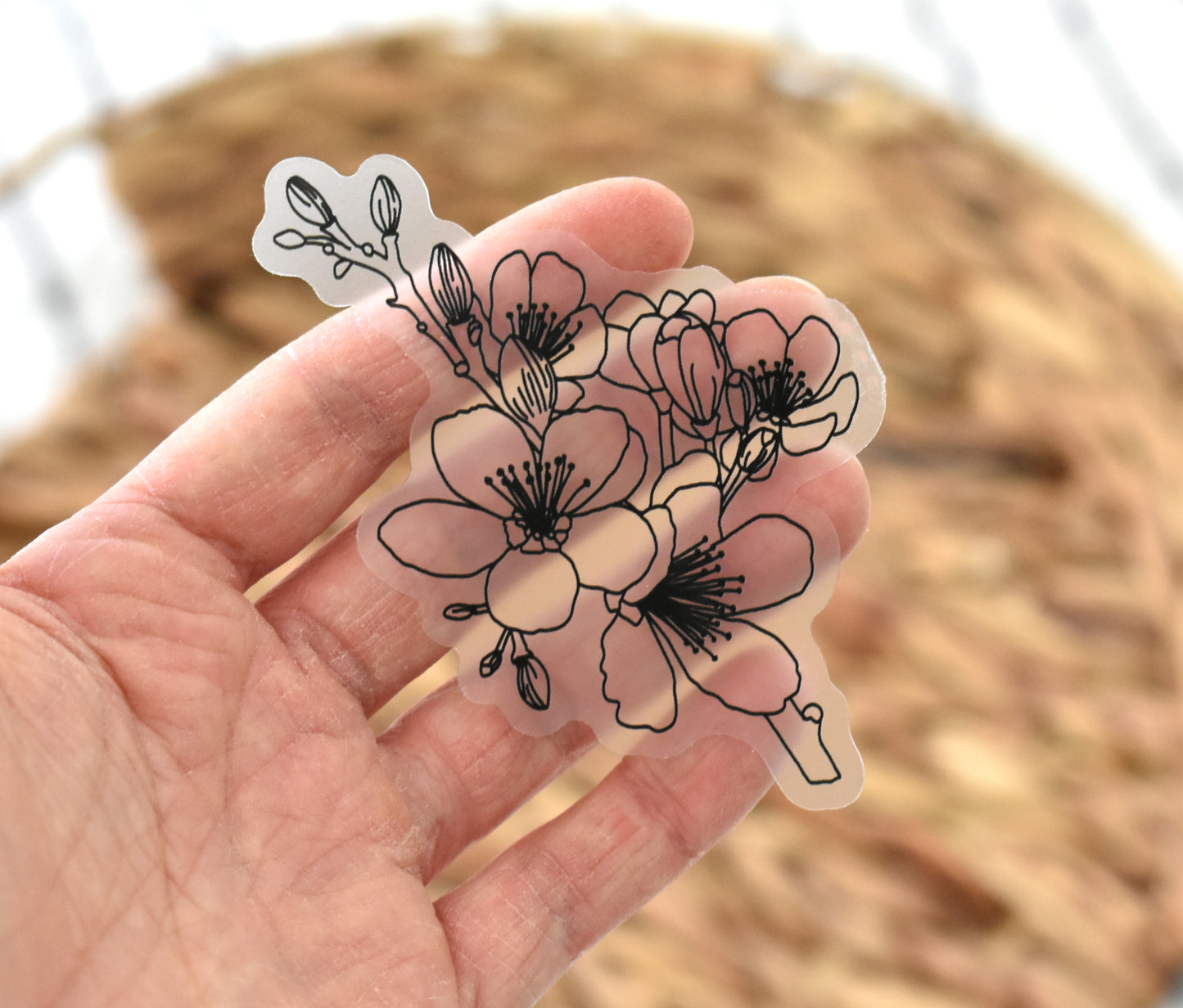 Clear floral sticker