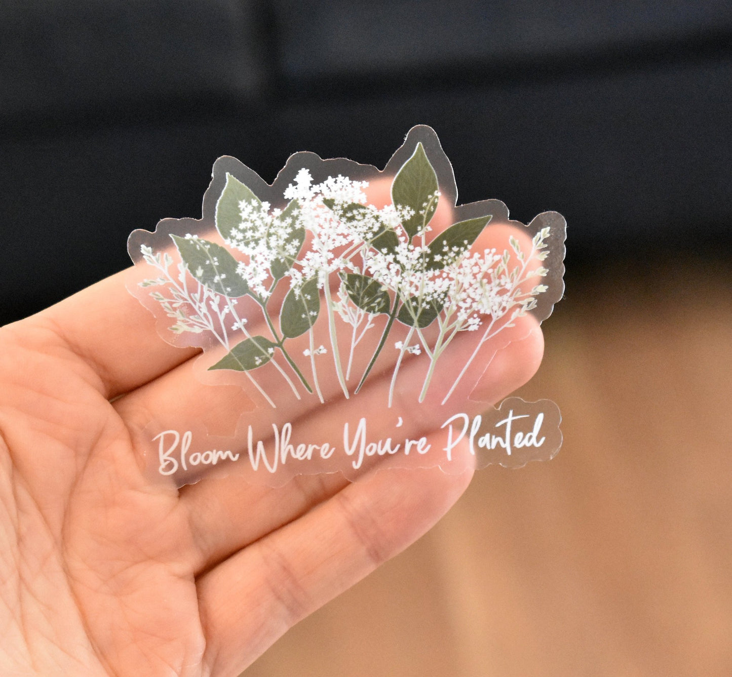 Bloom where you're planted clear sticker - Eliza Anderson ArtEliza Anderson Art