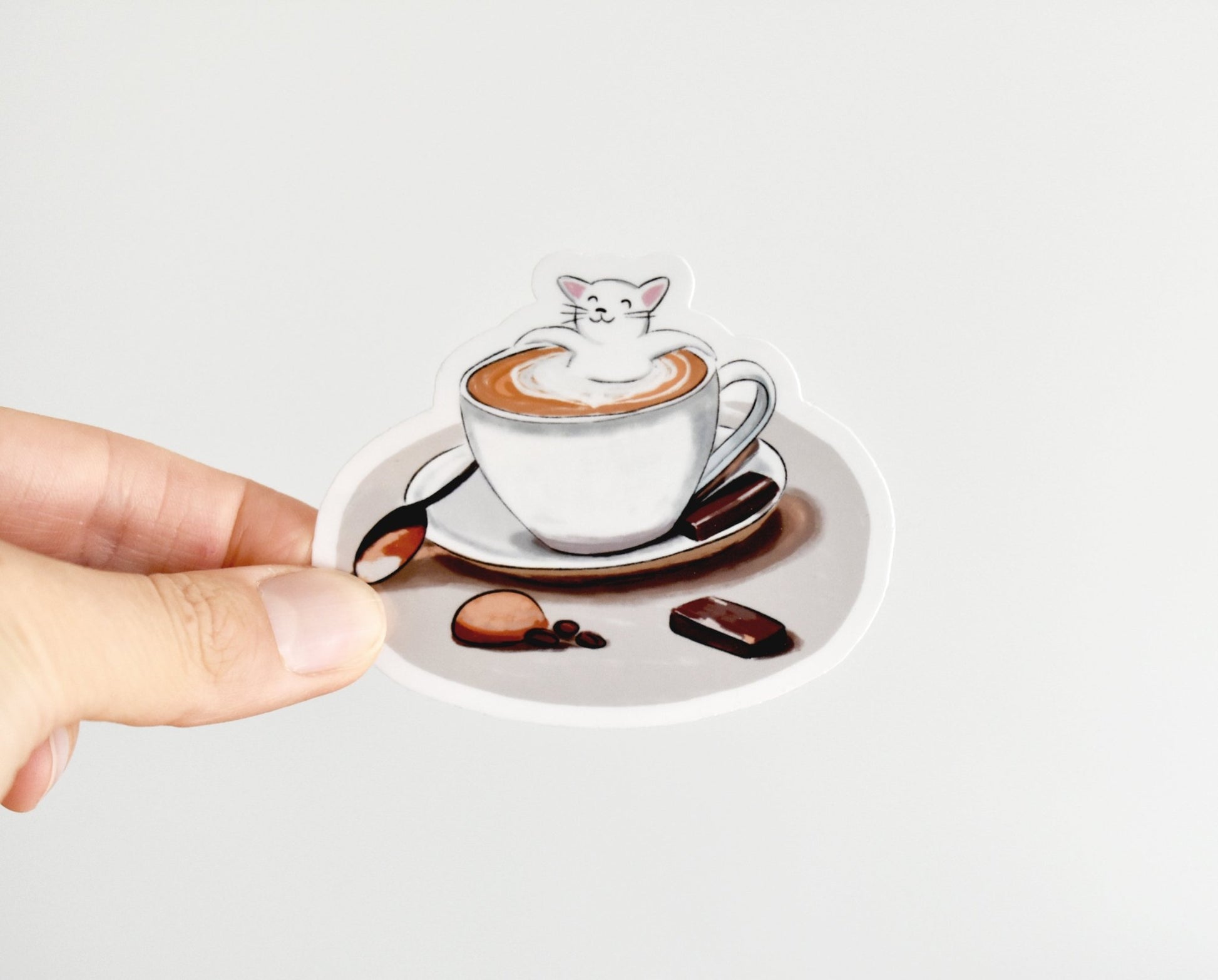 Cat in coffee mug sticker - Eliza Anderson ArtEliza Anderson Art