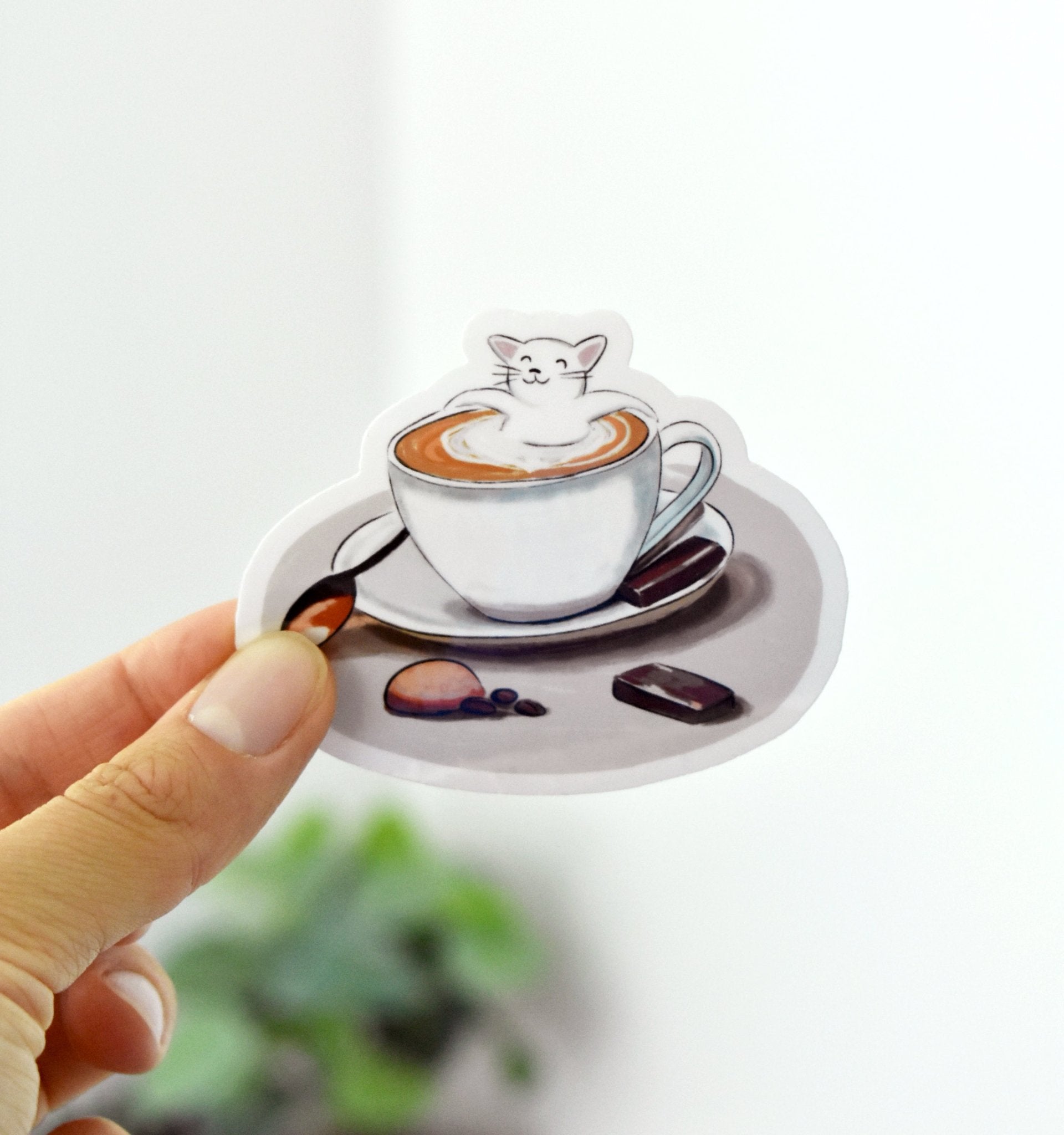 Cat in coffee mug sticker - Eliza Anderson ArtEliza Anderson Art