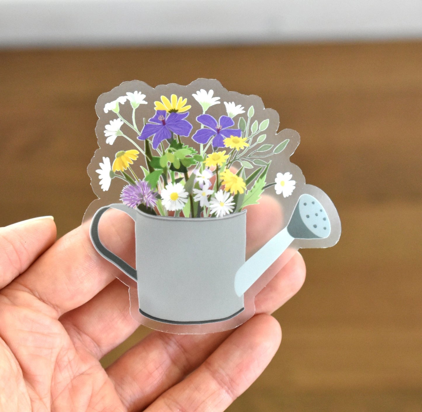 Clear watering can with flowers sticker - Eliza Anderson ArtEliza Anderson Art