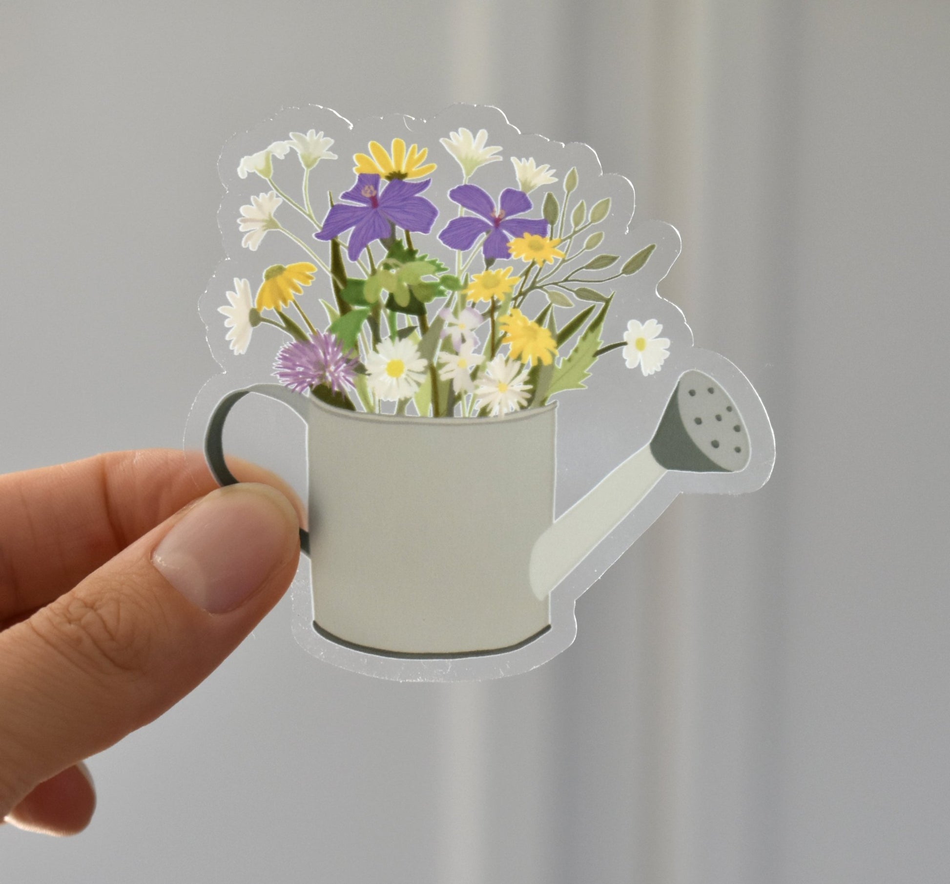 Clear watering can with flowers sticker - Eliza Anderson ArtEliza Anderson Art