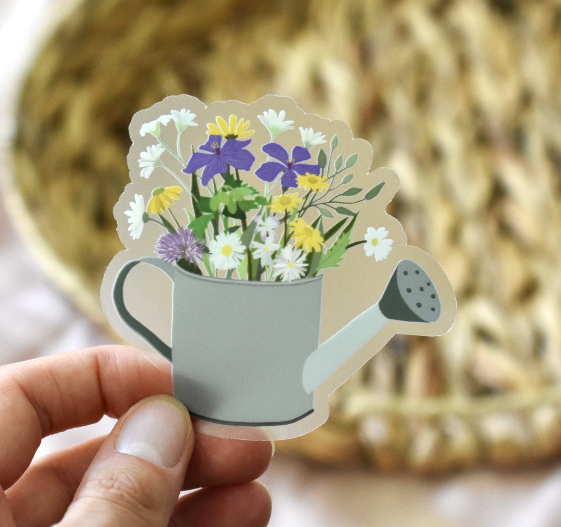 Clear watering can with flowers sticker - Eliza Anderson ArtEliza Anderson Art