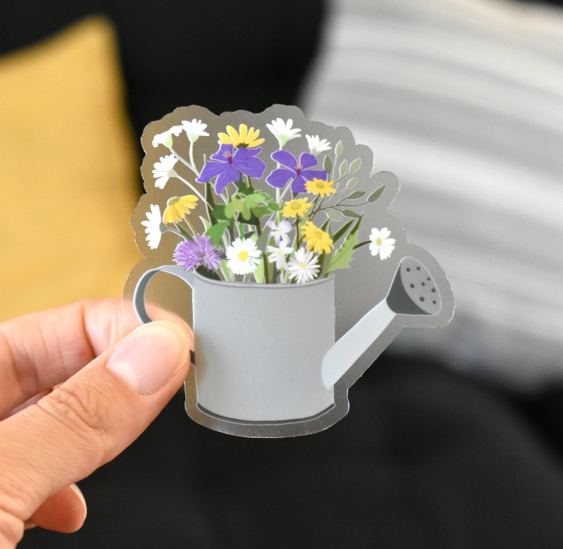 Clear watering can with flowers sticker - Eliza Anderson ArtEliza Anderson Art