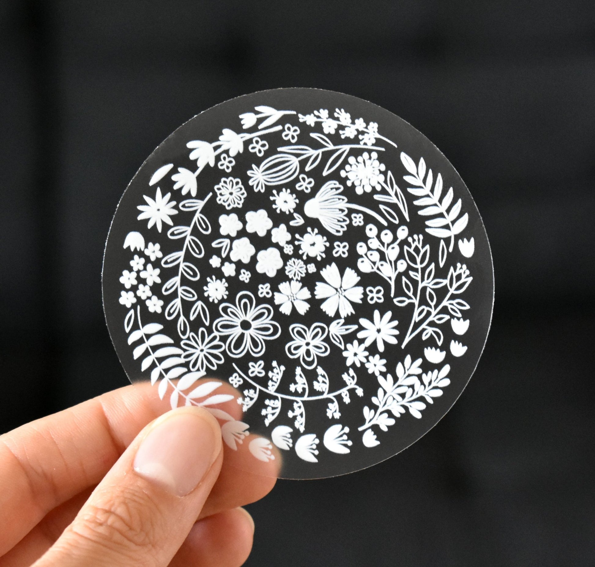 Clear white flower circle sticker - Eliza Anderson ArtEliza Anderson Art