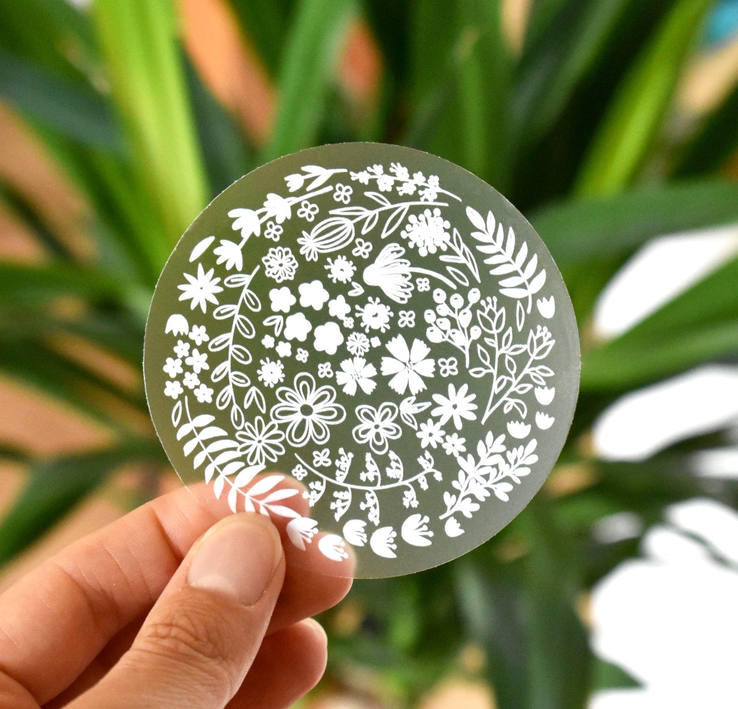 Clear white flower circle sticker - Eliza Anderson ArtEliza Anderson Art