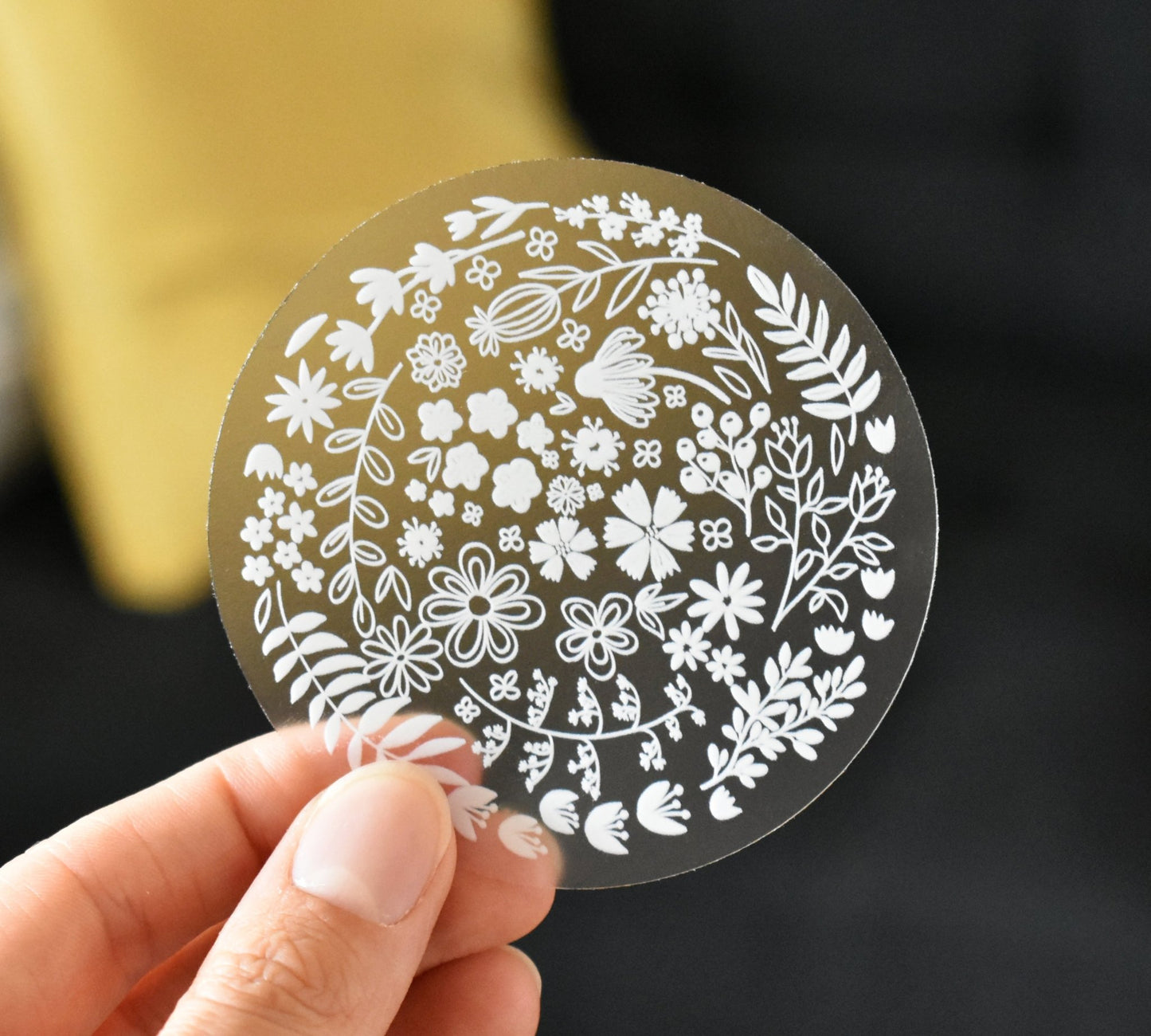 Clear white flower circle sticker - Eliza Anderson ArtEliza Anderson Art