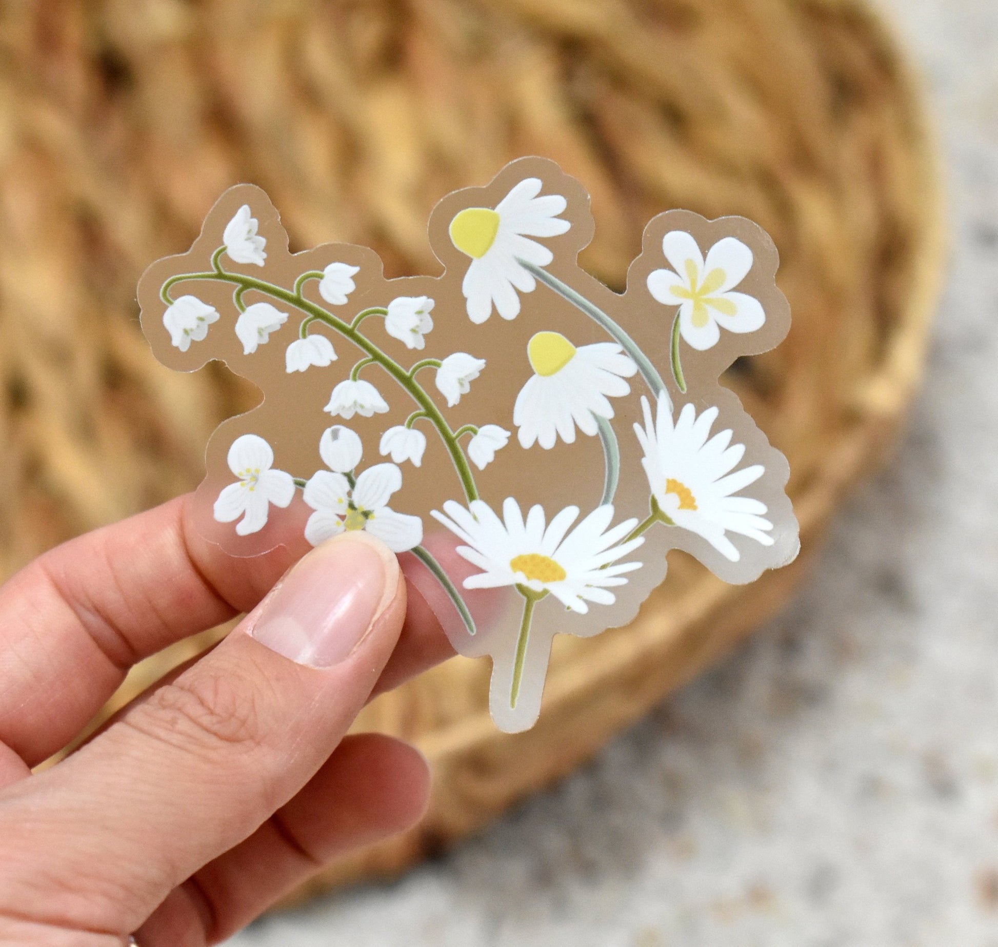 Clear white flowers sticker - Eliza Anderson ArtEliza Anderson Art