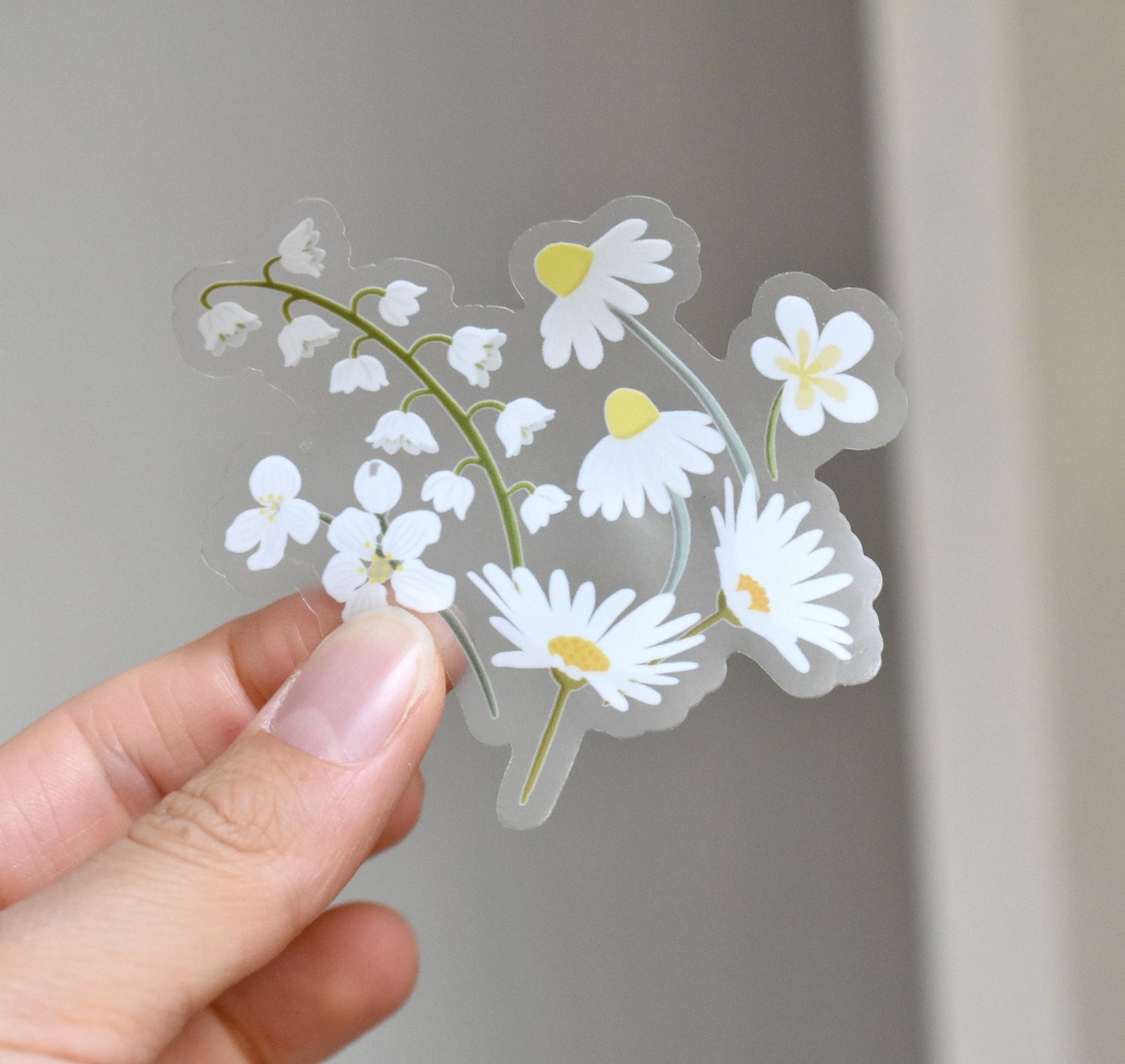 Clear white flowers sticker - Eliza Anderson ArtEliza Anderson Art