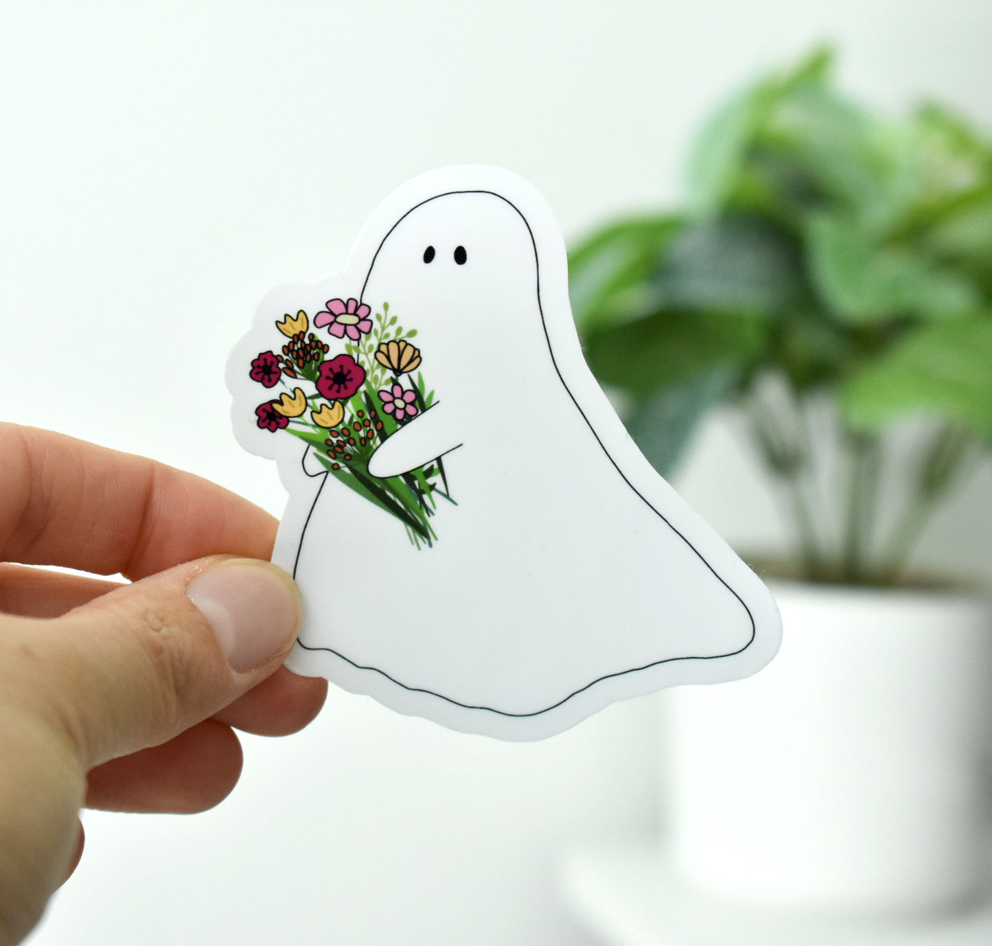 Ghost with flowers sticker