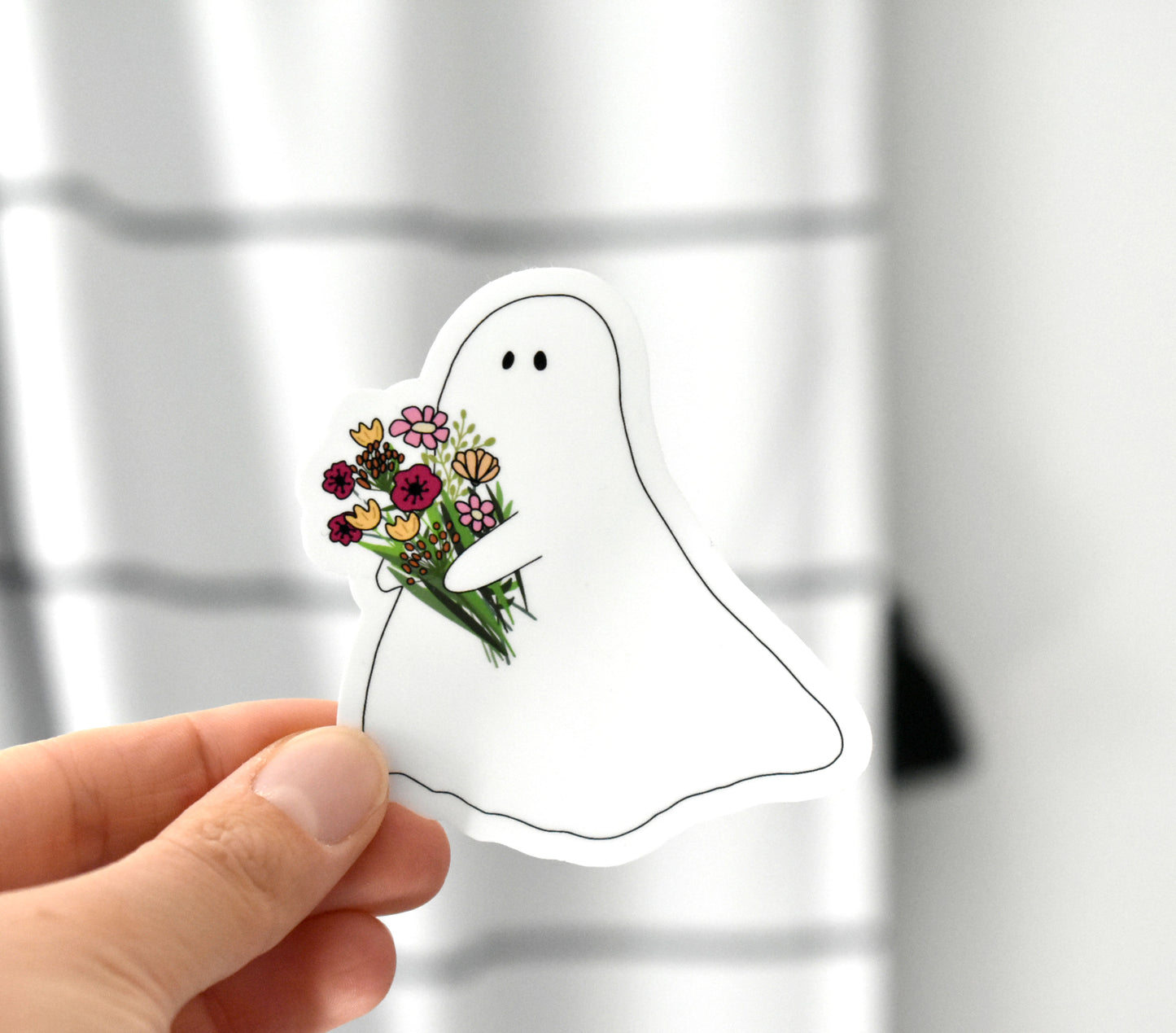 Ghost with flowers sticker