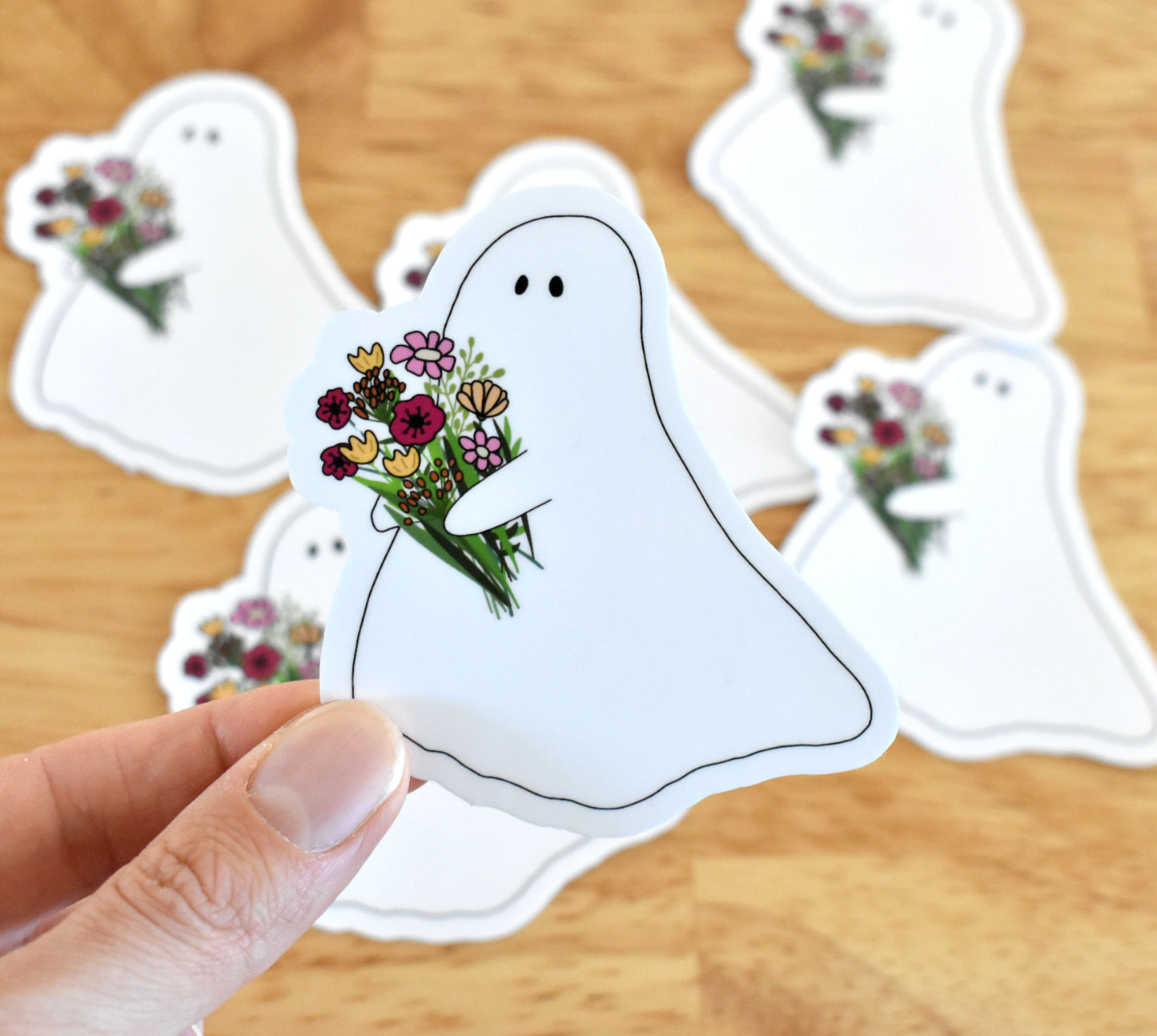 Ghost with flowers sticker