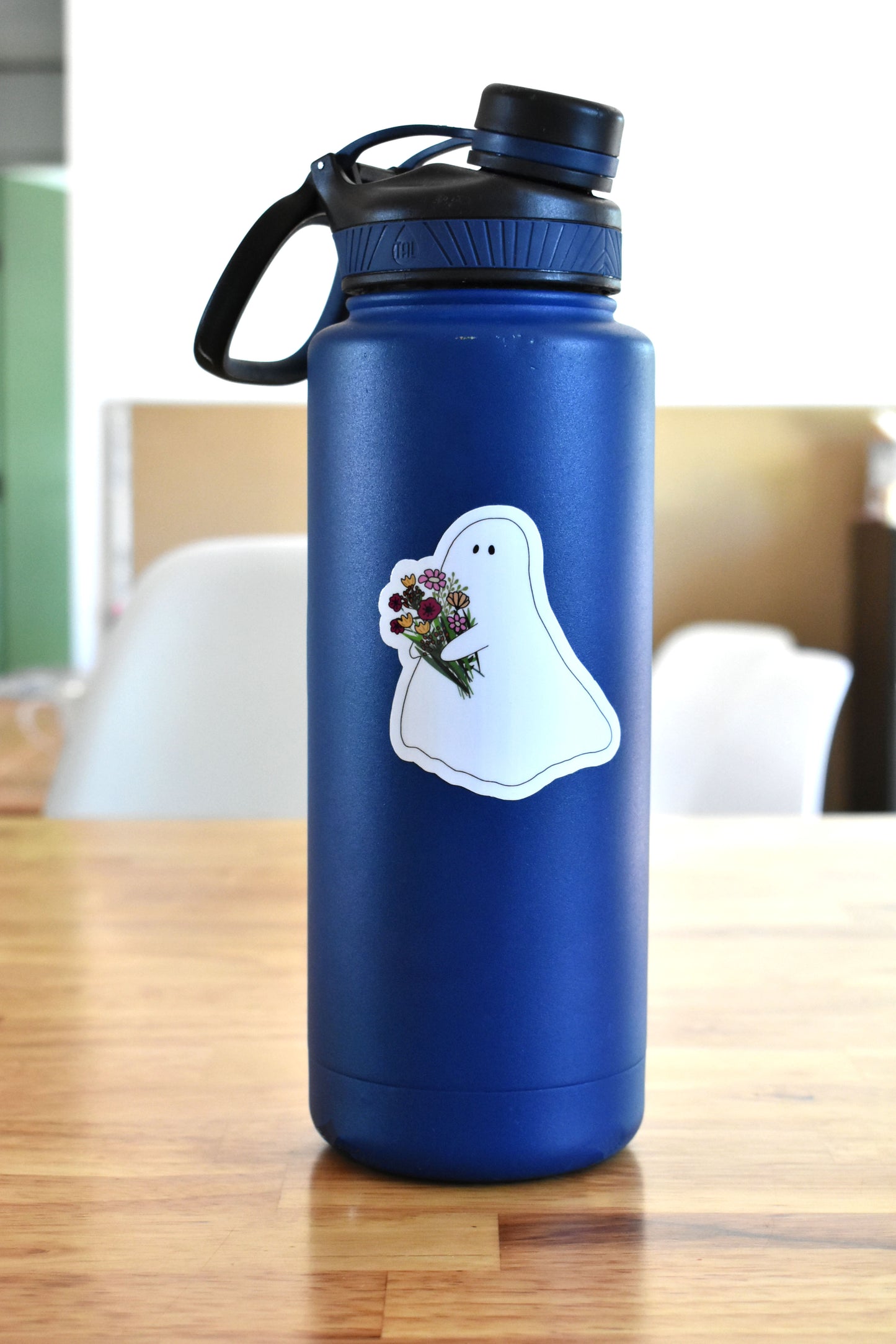 Ghost with flowers sticker