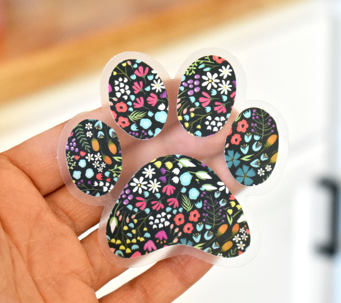 Floral Paw print sticker