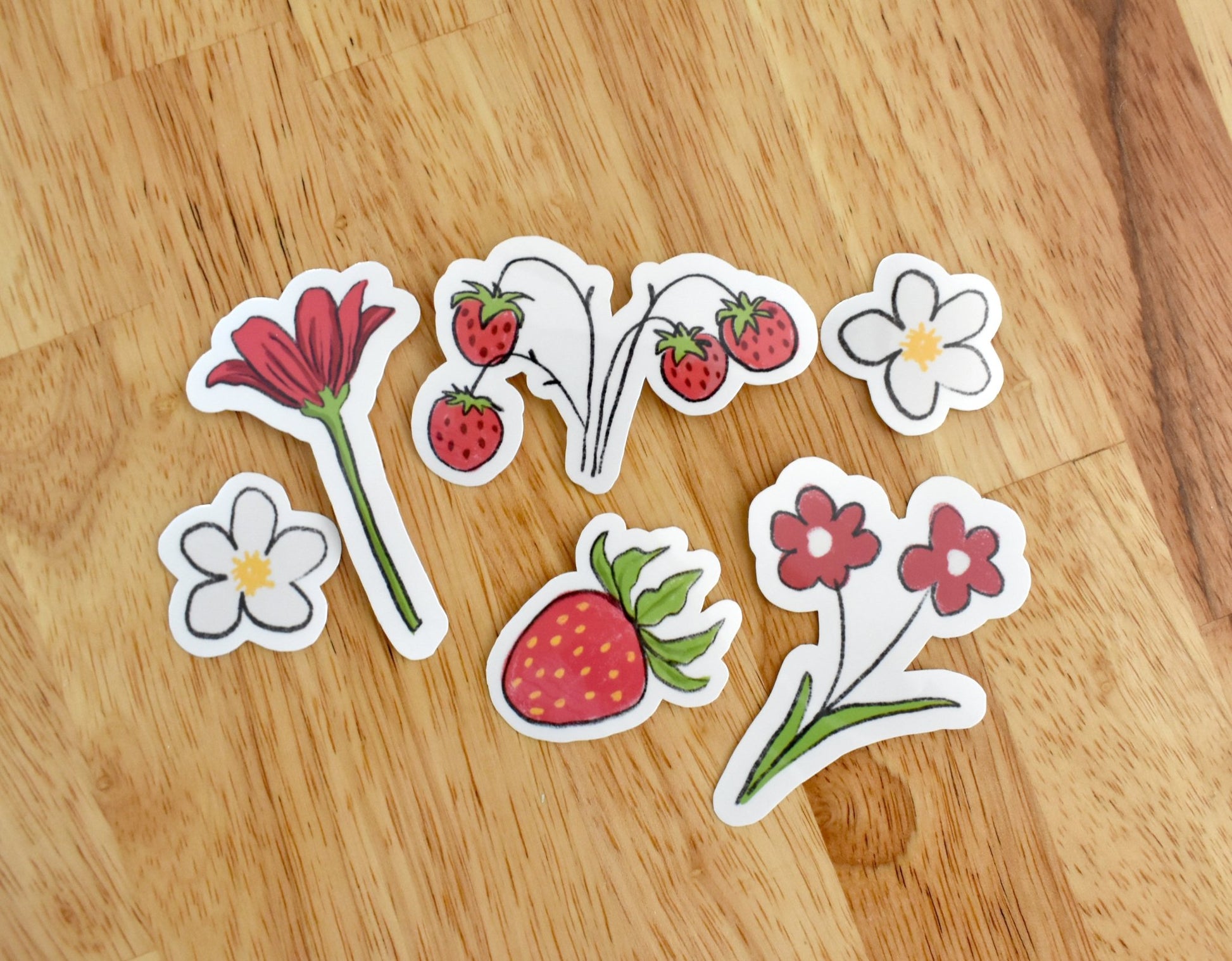 Strawberries and flowers sticker set - Eliza Anderson ArtEliza Anderson Art