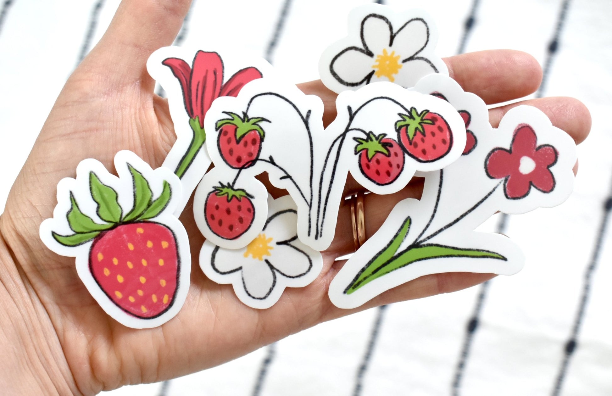 Strawberries and flowers sticker set - Eliza Anderson ArtEliza Anderson Art