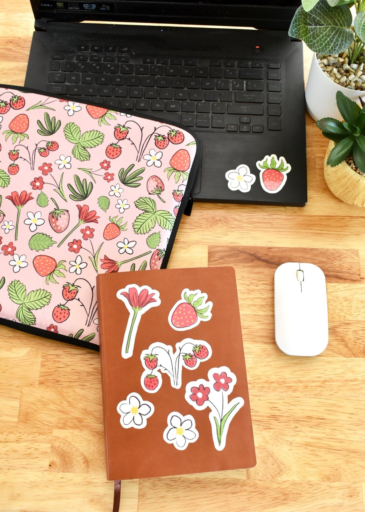 Strawberries and flowers sticker set - Eliza Anderson ArtEliza Anderson Art