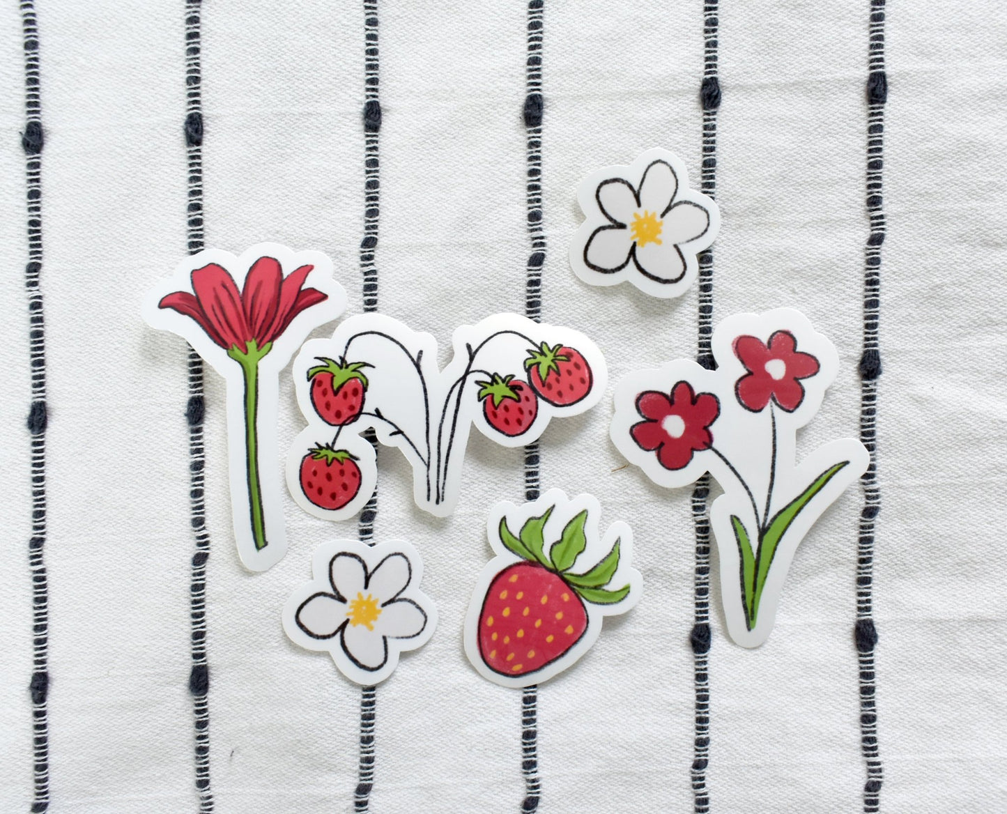 Strawberries and flowers sticker set - Eliza Anderson ArtEliza Anderson Art